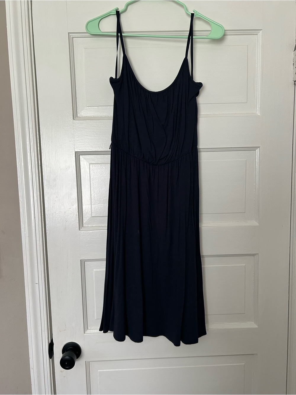 LOFT Black Midi Spaghetti Strap Dress